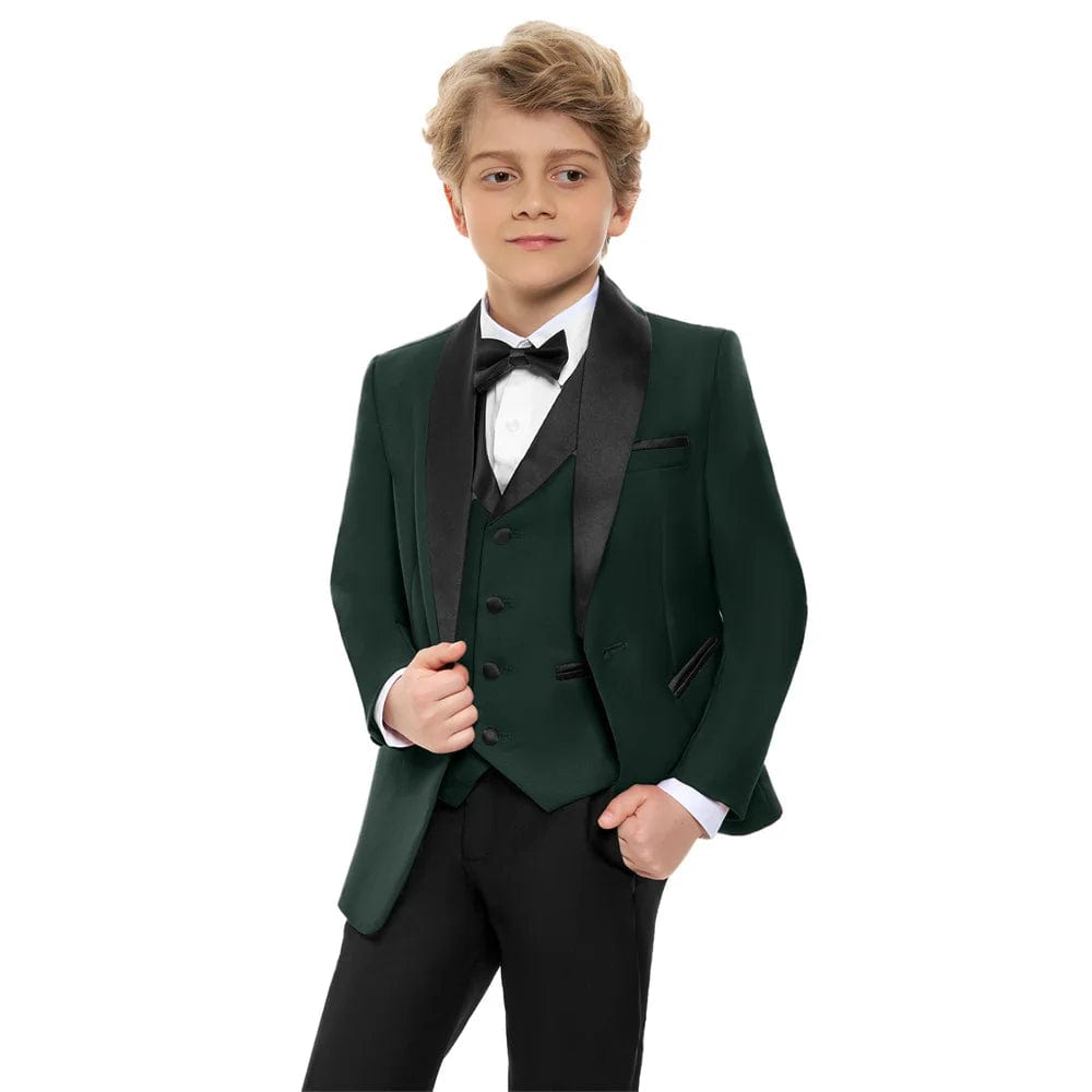  Showlu Fashion Store Spring Children's Formal Dress Suit Set Flower Boy Wedding Host Performance Party Costume Kids Blazer Pants Vest Outfit