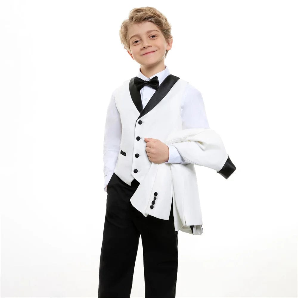  Showlu Fashion Store Spring Children's Formal Dress Suit Set Flower Boy Wedding Host Performance Party Costume Kids Blazer Pants Vest Outfit