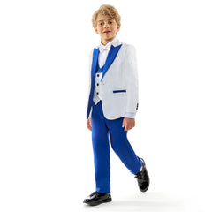  Showlu Fashion Store Spring Children's Formal Dress Suit Set Flower Boy Wedding Host Performance Party Costume Kids Blazer Pants Vest Outfit