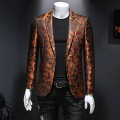 SHOWLU FASHION STORE Spring Luxury Embroidery Men Blazers New Men Gold Yarn Casual Suit Jacket Stage Dress High Quality Wedding Business Bleazer Man