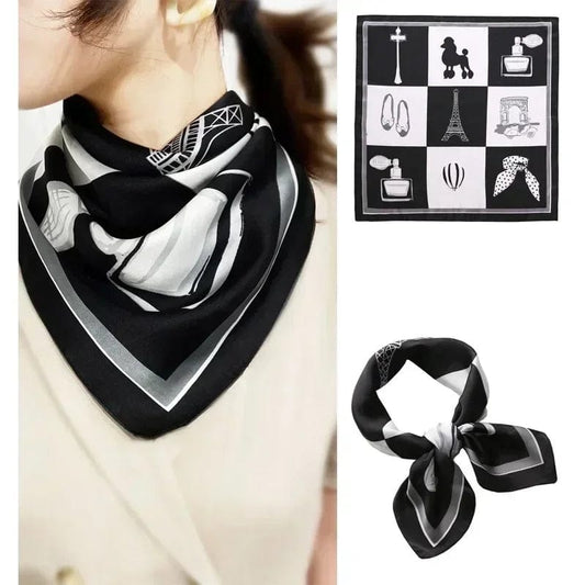  Showlu Fashion Store Square Scarf 2023 Luxury Silk Shawl for Women Satin Hijab Fashion Wraps Neckerchief Female Hair Bands Ribbon Headband Bandana