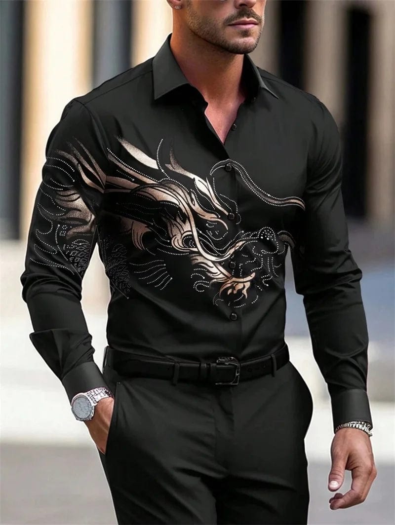 SHOWLU FASHION STORE SRY569 / 6XL Men's shirt personalized pattern printing lapel long sleeve large size daily banquet business casual comfortable long sleeve spr