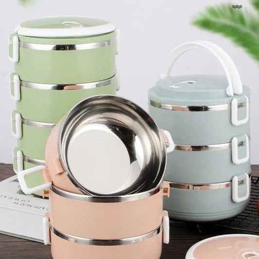  Showlu Fashion Store Stainless Steel Lunch Box,Stackable Leak-Proof Thermal Bento Boxes for Adults Kids,Portable Food Container for Home Work Picnic