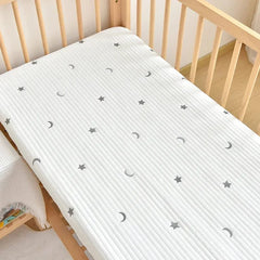 SHOWLU FASHION STORE star / 120x60cm 130*70cm/120*60cm Cotton Quilted Crib Fitted Sheets Soft Baby Bed Mattress Cover Bear Embroidery Newborn Infant Bedding Set