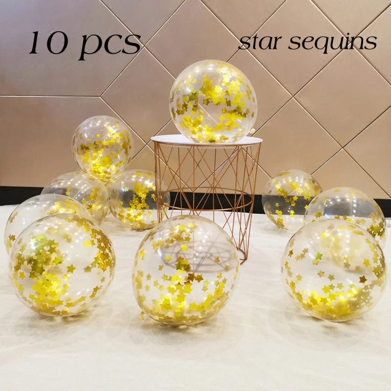 Showlu Fashion Store Star- Gold / 12inch 10/20 Star Confetti Balloons Metallic Confetti Latex Transparent Ballon Baby Shower Birthday Party Wedding Decoration Ball Globo