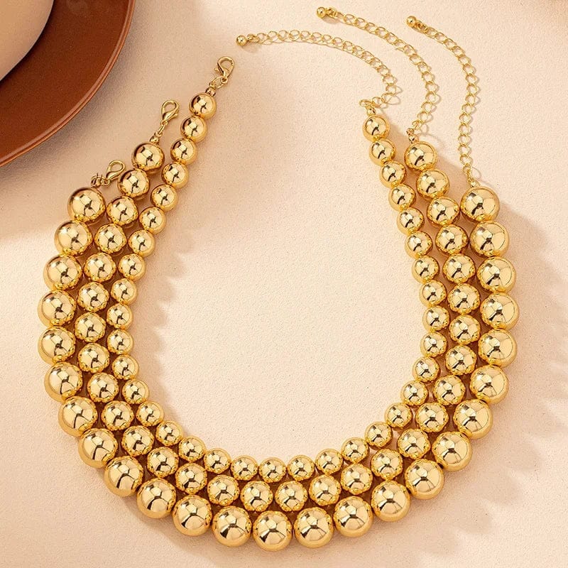  Showlu Fashion Store Steampunk Gold Color Ball Beads Chain Necklace for Women Men New Trendy Charm Gothic Choker Necklace Fashion Jewelry Gifts