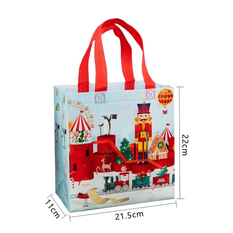  Showlu Fashion Store StoBag 12pcs Marry Christmas Tote Bags Gift Package Fabric Hnadle Santa Claus Home Handmade Kids Party Favors New Year Supplies