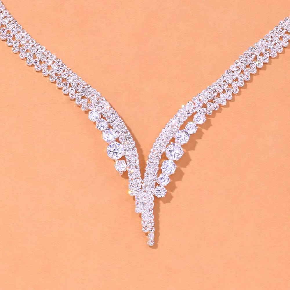  Showlu Fashion Store Stonefans Simple Round Crystal Necklace Sets Wedding for Women Bride Accessories Rhinestone Africa Jewelry Set Bridesmaid Gift