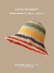  Showlu Fashion Store Straw Hat French Girls Travel Seaside Sunshade Lace