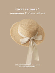  Showlu Fashion Store Straw Hat French Girls Travel Seaside Sunshade Lace