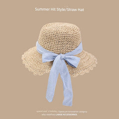  Showlu Fashion Store Straw Hat Japanese Style Women's Hand-Woven Summer Outing Lace