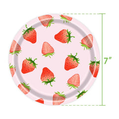  Showlu Fashion Store Strawberry Party Decoration Girls Birthday Party Disposable Tableware Pink Paper Plate Cup Tablecloth Outdoor Picnic Party Decor