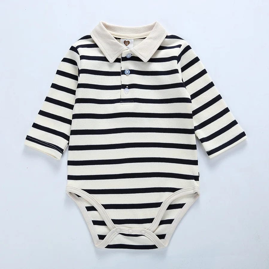 Showlu Fashion Store stripy 2 / 6M-66cm Baby clothes 100% cotton bodysuit 0-3Y autumn winter fashion one piece newborn outfit boy long sleeve polo collar jumpsuit white