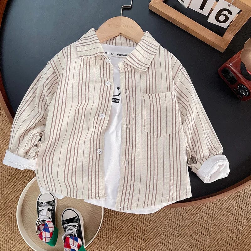  Showlu Fashion Store Style 2-Beige / 3-4 Years IENENS Kids Shirt Clothes Spring Thin Blouses Clothing Infant Boy Plaid Cotton Tops 1 2 3 4 Years Kids Long Sleeves Shirt