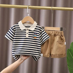  Showlu Fashion Store Style 4-Black / 3-4 Years IENENS Baby Clothing Sets Short Sleeve Polo-shirt + Shorts Outfits Kids Suits Toddler Infant Boys Casual Summer Clothes