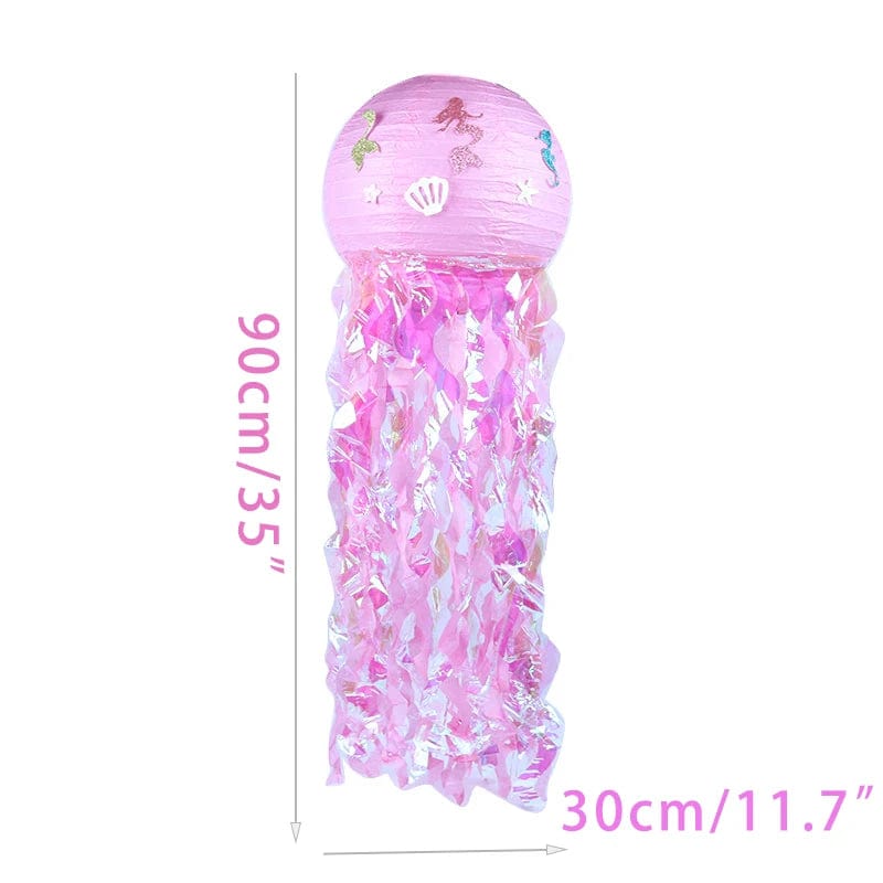  Showlu Fashion Store style B Gradient Jelly Fish Paper Lanterns Hanging Lantern for little Mermaid Theme Under The Sea Ocean Birthday Party wedding Decor