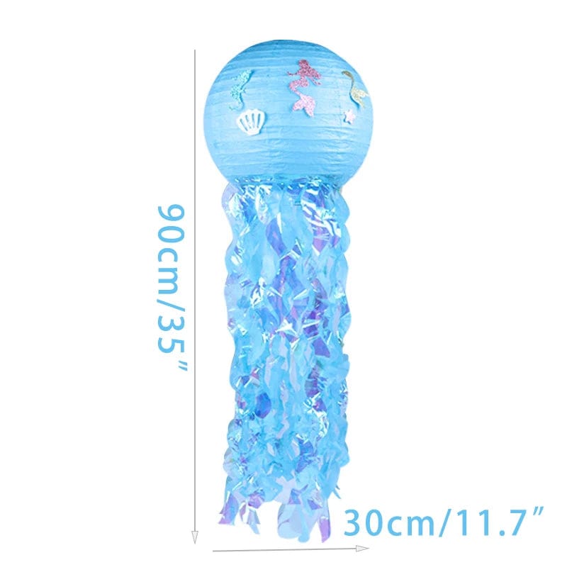  Showlu Fashion Store style C Gradient Jelly Fish Paper Lanterns Hanging Lantern for little Mermaid Theme Under The Sea Ocean Birthday Party wedding Decor