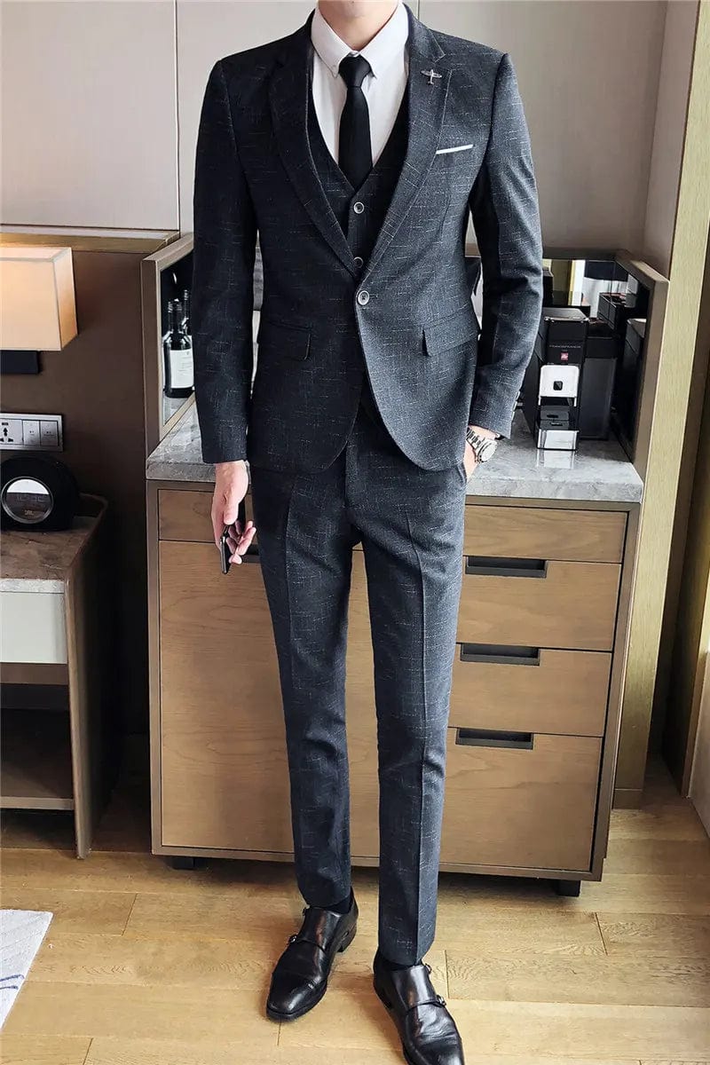  Showlu Fashion Store Stylish and Comfortable Suit Suit Men Business + Leisure Professional Suit Slim Handsome Marriage Three-piece Set