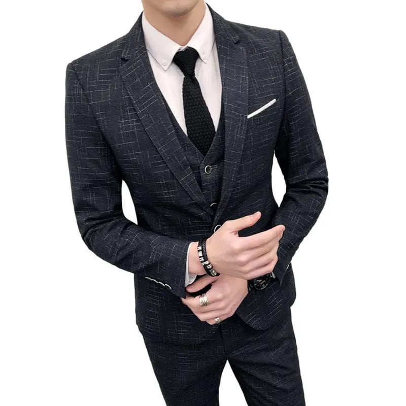  Showlu Fashion Store Stylish and Comfortable Suit Suit Men Business + Leisure Professional Suit Slim Handsome Marriage Three-piece Set