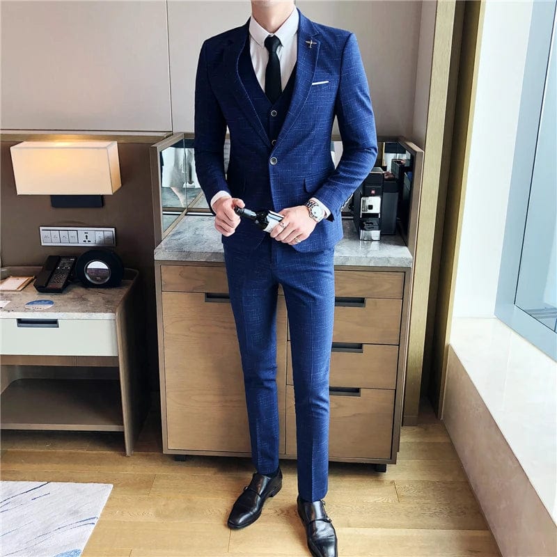  Showlu Fashion Store Stylish and Comfortable Suit Suit Men Business + Leisure Professional Suit Slim Handsome Marriage Three-piece Set