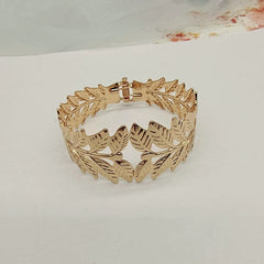 Showlu Fashion Store Stylish leaves Bracelet 18K Metal Hollow Wide European and American Personalized Women's Opening