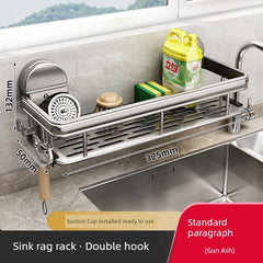 SHOWLU FASHION STORE [Sucker] gun Ash 30cm-with hook without rod Punch-Free Storage Rack Wall-Mounted Tool Kitchen