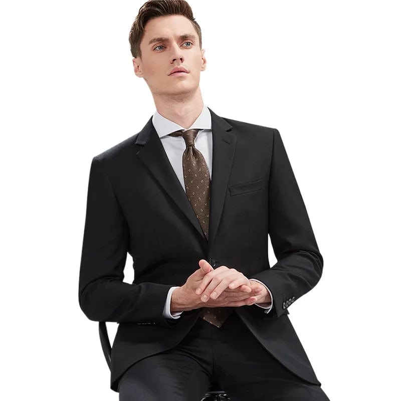  Showlu Fashion Store Suit Men (Blazer+Pants) Fashion Business Casual Slim-fit Formal Dress Banquet Work English Style Evening Dress Solid Color Suit