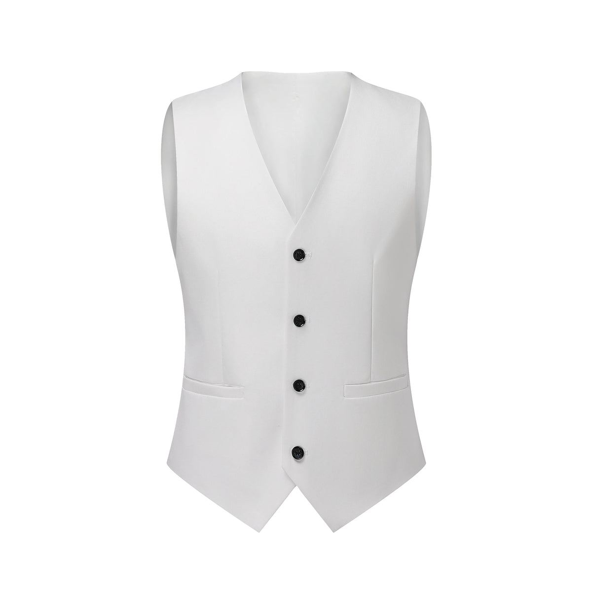 Showlu Fashion Men's white 3-piece slim fit suit with anti-wrinkle fabric, ideal for formal business occasions.