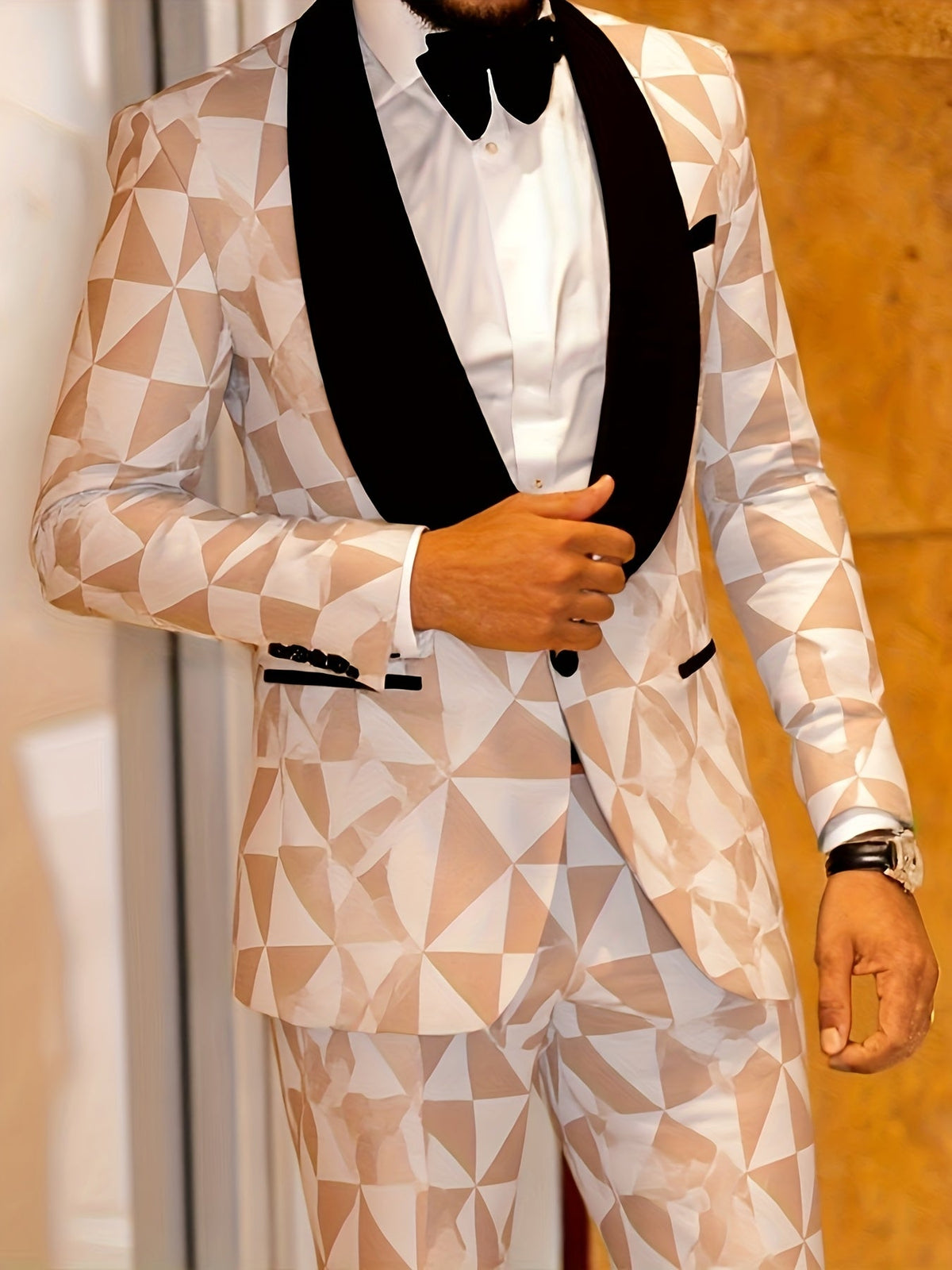SHOWLU FASHION men's slim fit tuxedo suit with embroidered two-piece set, tailored blazer and matching trousers for formal occasions.