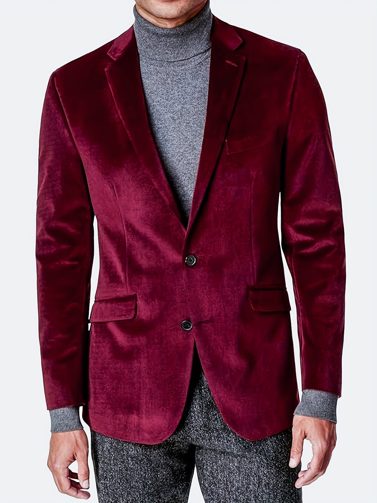 Royal blue velvet men's double-breasted blazer from SHOWLU FASHION, tailored fit with notch lapels and sleek design.