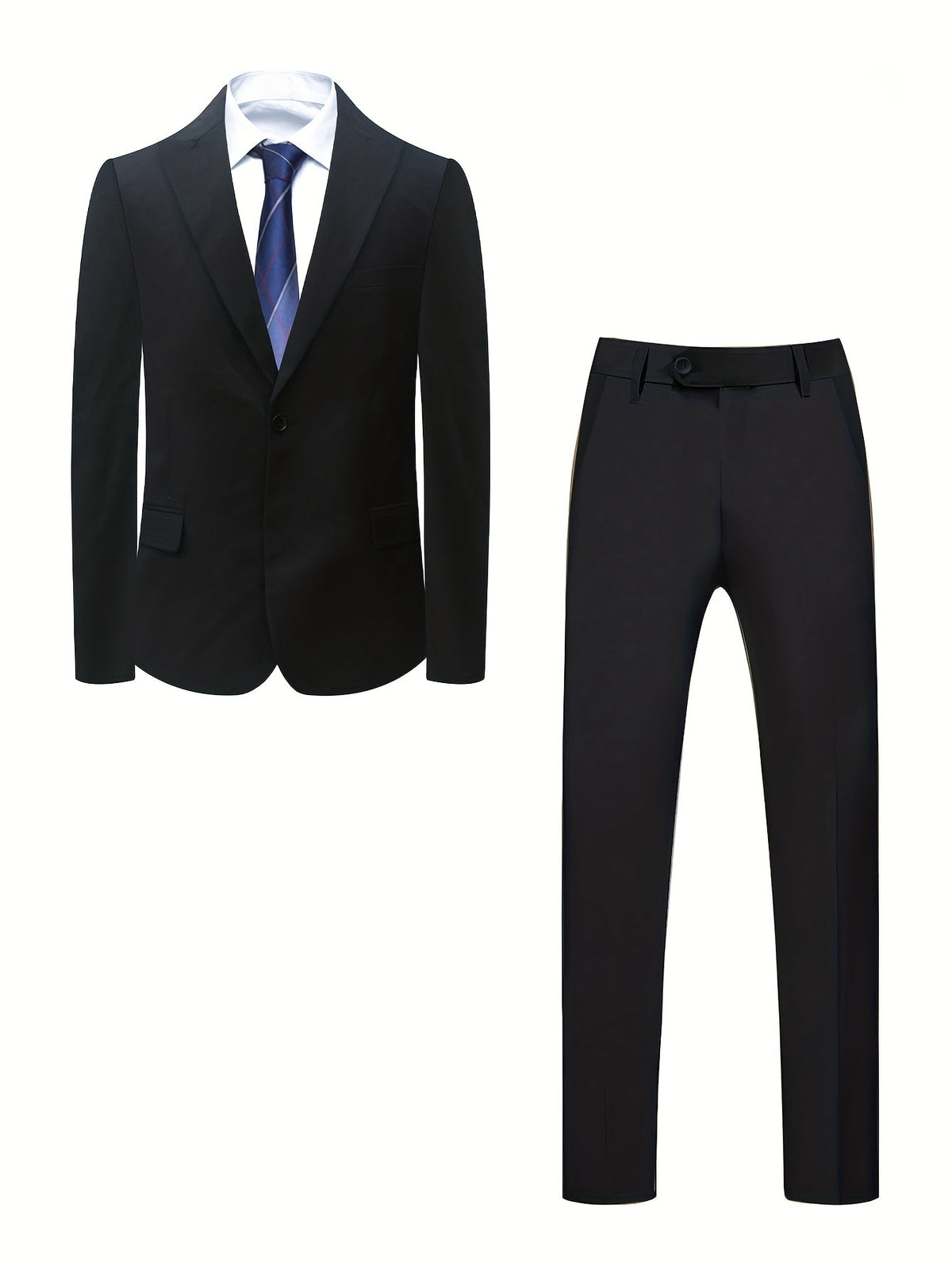 SHOWLU Men's solid color two-piece suit with a blazer and matching trousers, regular fit business tuxedo on a male model.