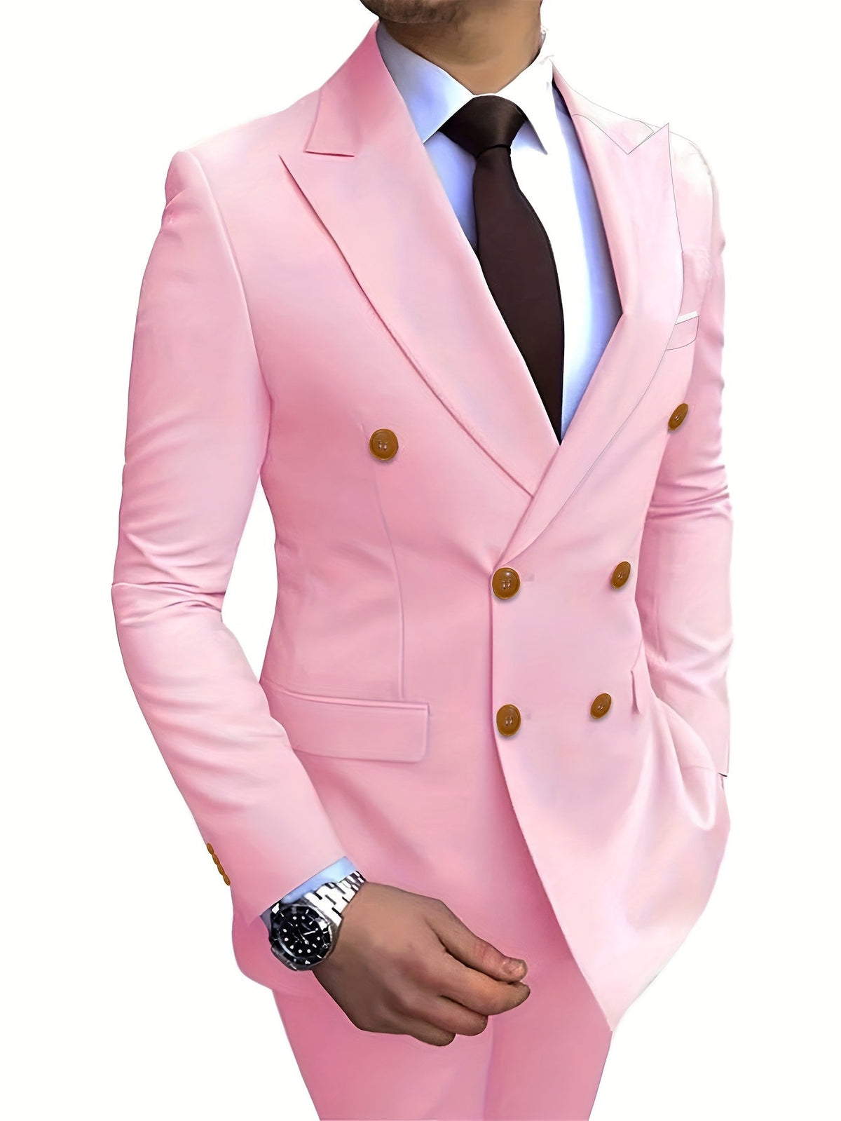 SHOWLU Men's classic slim fit 2-piece suit with one-button blazer and matching trousers, formal attire for men.