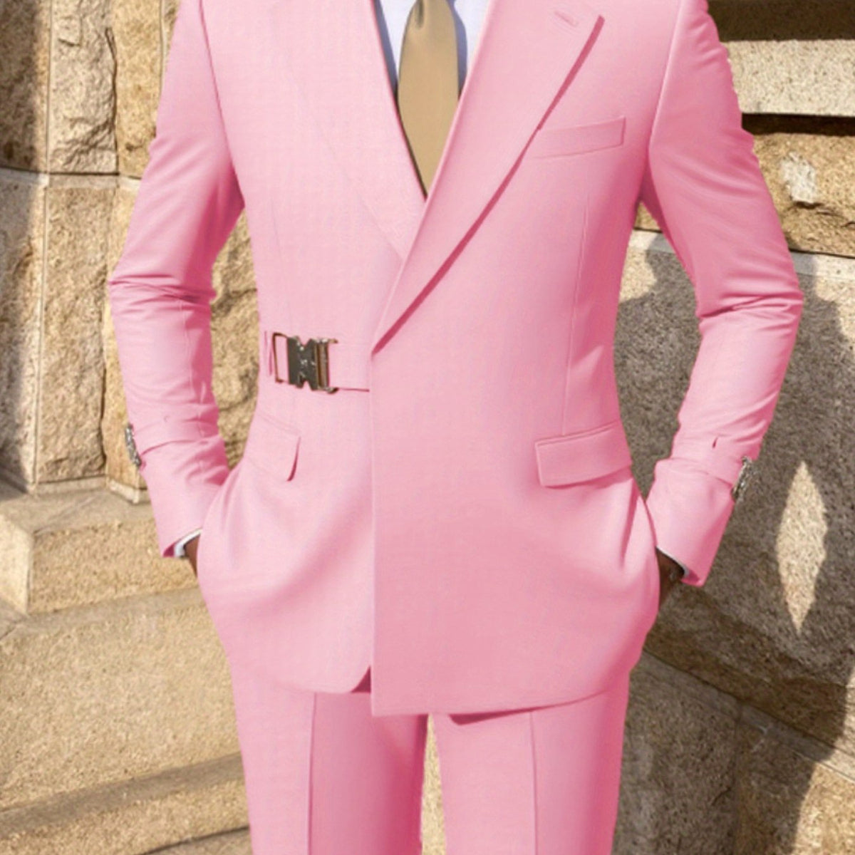 Men's SHOWLU FASHION 2-piece skinny fit solid formal wedding suit, tailored blazer and matching trousers for elegant occasions