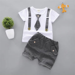  Showlu Fashion Store Summer Baby boys Clothing Suits Handsome Fashion Children's girls Short-Sleeved  + Shorts Clothes 2 pcs Set