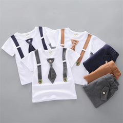  Showlu Fashion Store Summer Baby boys Clothing Suits Handsome Fashion Children's girls Short-Sleeved  + Shorts Clothes 2 pcs Set