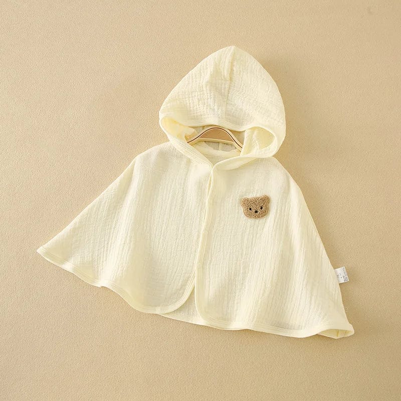  Showlu Fashion Store Summer Baby Cloak Sun Protection Hooded Cloaks Cute Bear Bunny Print Kids Muslin Clothes for Boy Girl Breathable Sunscreen Coat