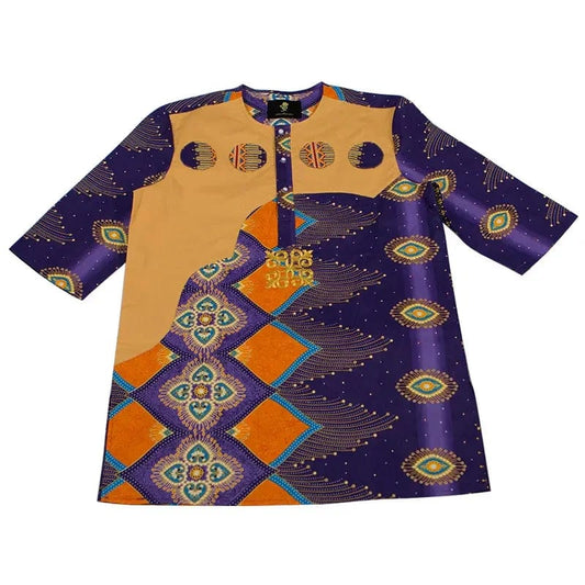 SHOWLU FASHION STORE Summer Men Patchwork Top Tees Dashiki African Clothes Bazin Riche African Design Clothing Casual Cotton Mens Top Shirts WYN977