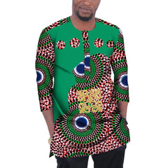 SHOWLU FASHION STORE Summer Men Patchwork Top Tees Dashiki African Clothes Bazin Riche African Design Clothing Casual Cotton Mens Top Shirts WYN977