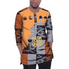 SHOWLU FASHION STORE Summer Men Patchwork Top Tees Dashiki African Clothes Bazin Riche African Design Clothing Casual Cotton Mens Top Shirts WYN977