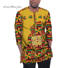 SHOWLU FASHION STORE Summer Men Patchwork Top Tees Dashiki African Clothes Bazin Riche African Design Clothing Casual Cotton Mens Top Shirts WYN977