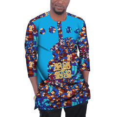 SHOWLU FASHION STORE Summer Men Patchwork Top Tees Dashiki African Clothes Bazin Riche African Design Clothing Casual Cotton Mens Top Shirts WYN977