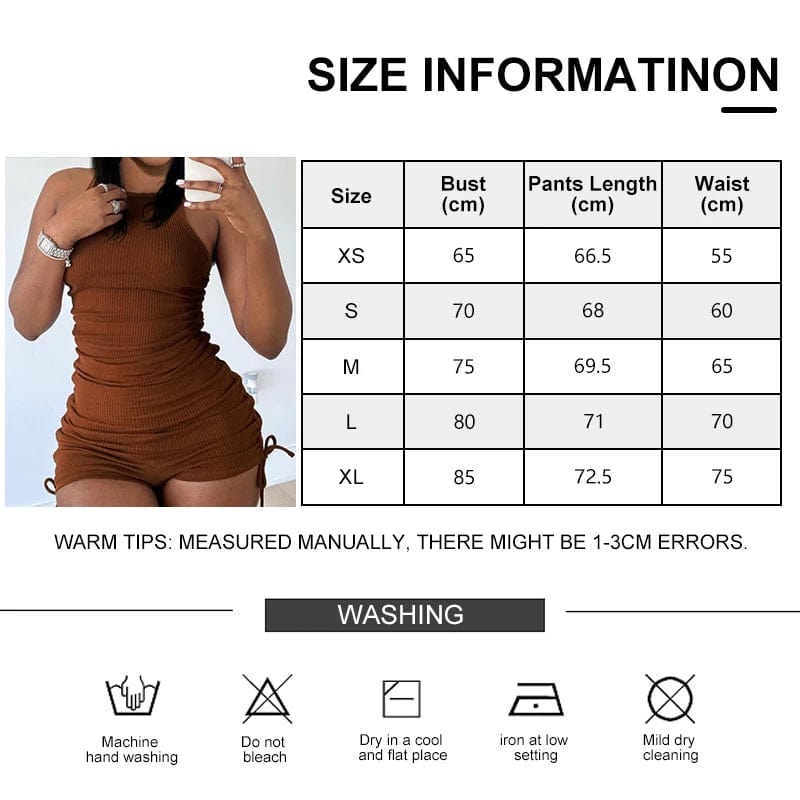  Showlu Fashion Store Summer New Sexy Women Jumpsuit Solid Sweet Spicy Sleeveless Drawstring Slim Fit Jumpsuit Fashion Casual Clothing