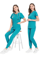 SHOWLU FASHION STORE Surgical Uniforms Woman Scrub Set Medical Nurse Beauty Salon Workwear Clinical Scrubs Top + Pant Spa Doctor Nursing Tunic Suit