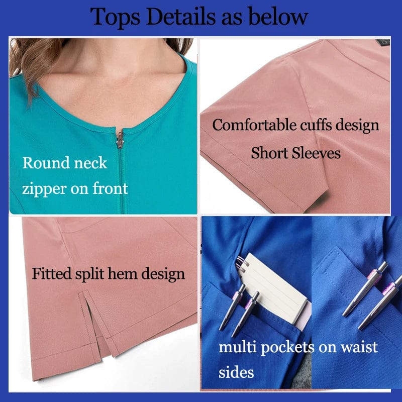 SHOWLU FASHION STORE Surgical Uniforms Woman Scrub Set Medical Nurse Beauty Salon Workwear Clinical Scrubs Top + Pant Spa Doctor Nursing Tunic Suit