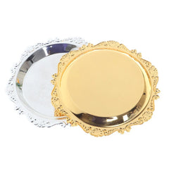  Showlu Fashion Store SV Style Silver Golden Iron Tray Glossy Plate Decoration Ornaments Buffet Fruit Cake Party Supplies Dessert Storage Plates 책상 트레이