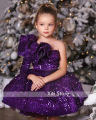 Showlu Fashion Store Sweet Purple / 80CM(6M-12M) Baby Lush Birthday Party Dress For Girls Elegant Sequin Evening Dresses For Teenage Girls Party Frock For Wedding Kids vestido