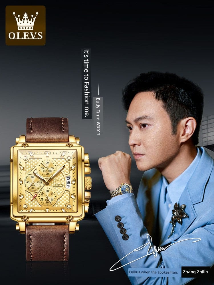 SHOWLU FASHION STORE Swiss New Arrival Brand Belt Square Fashion Men's Watch