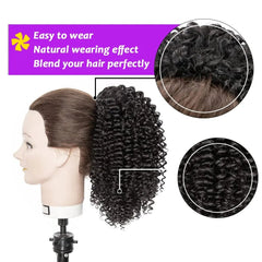 SHOWLU FASHION STORE Synthetic Short Afro Kinky Curly Ponytail Hair Piece for African American Ponytail Extension Afro Kinky Curly Ponytail for Women