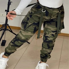  Showlu Fashion Store Szkzk Camouflage Printed Cargo Pants For Women Trouser High Waist Overalls With Pockets Party Night Club Outfits Sexy Long Pants