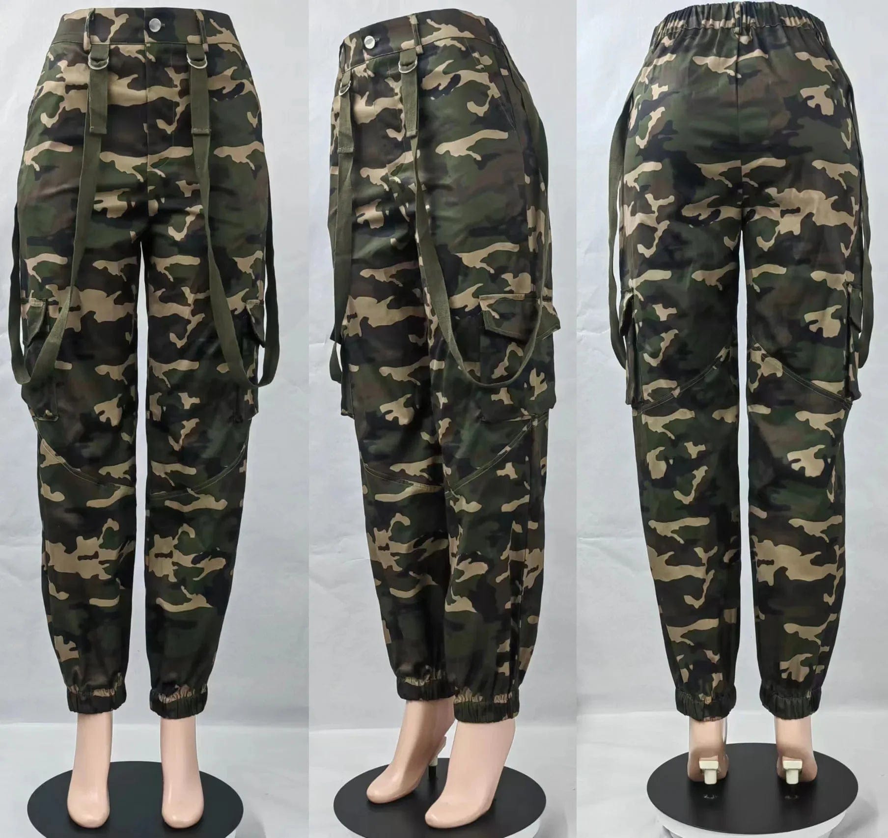  Showlu Fashion Store Szkzk Camouflage Printed Cargo Pants For Women Trouser High Waist Overalls With Pockets Party Night Club Outfits Sexy Long Pants